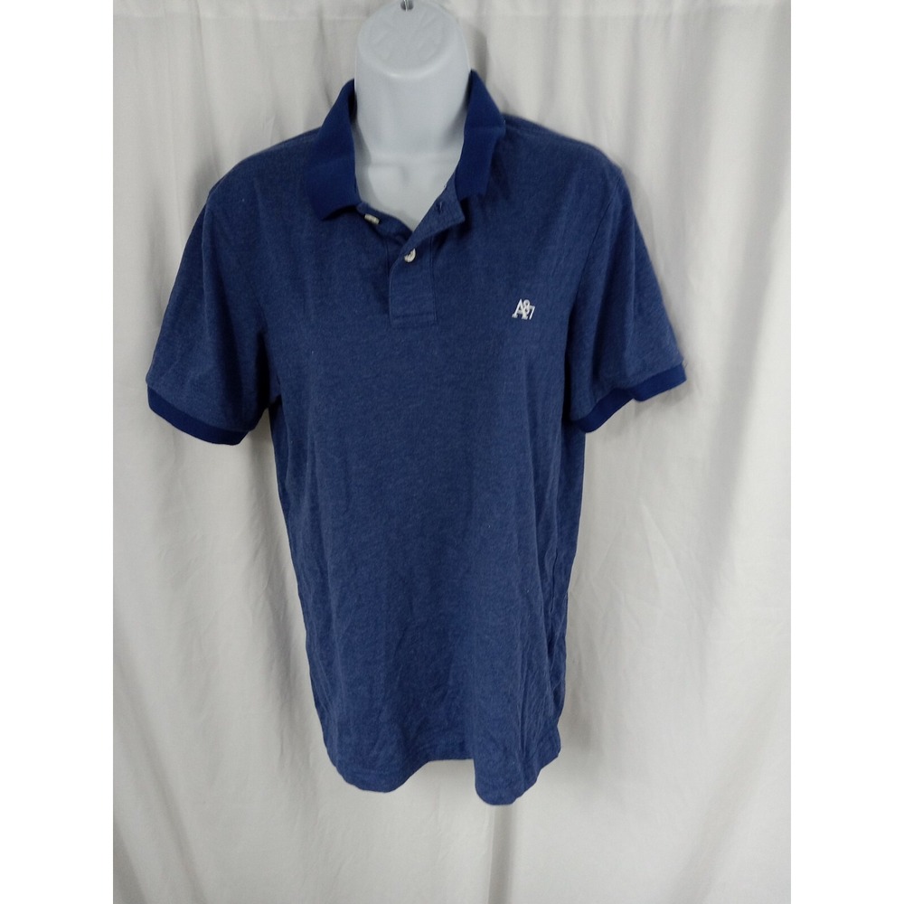 Areopostale Short Sleeve Polo Shirt Blue White Logo Mens Size M